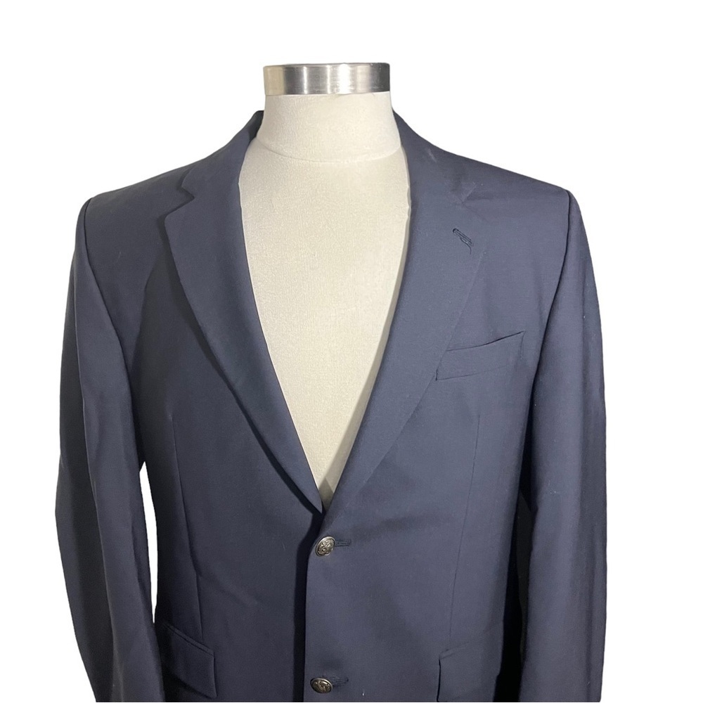 Ralph Lauren Canada Men Smoky Blue 2 Button Wool Suit Coat Blazer Sz 42L Jacket